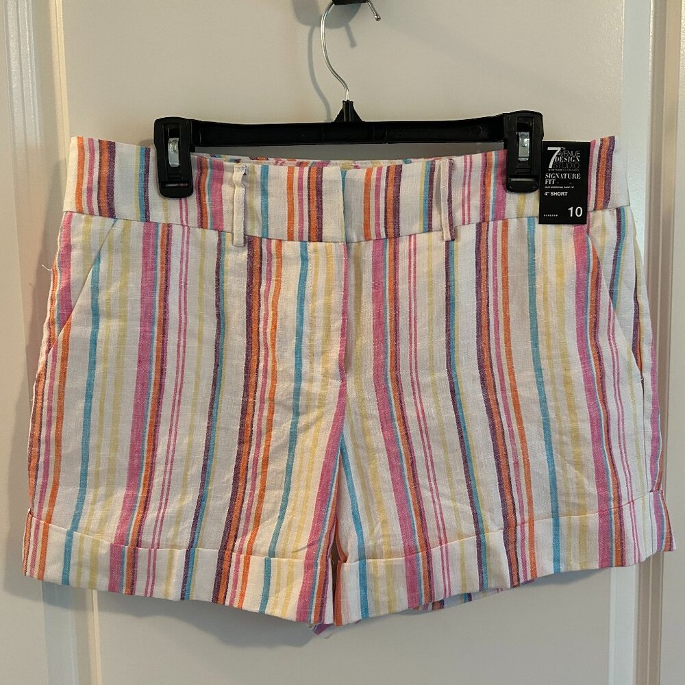 7 For All Mankind Women's Striped Shorts - Multicolor